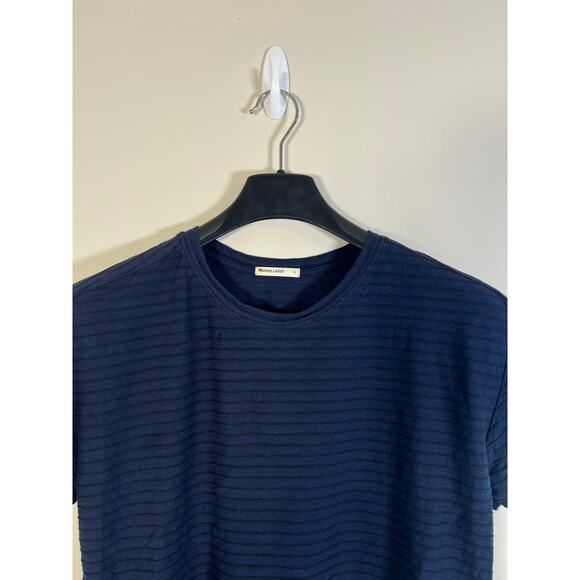 Marine Layer Lydia Textured Stripe Top Navy/Black Size Womens Large Cropped - Picture 3 of 6